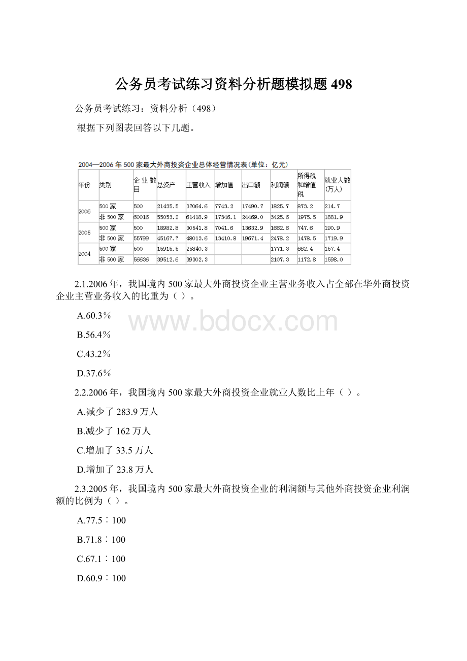 公务员考试练习资料分析题模拟题498Word格式文档下载.docx_第1页