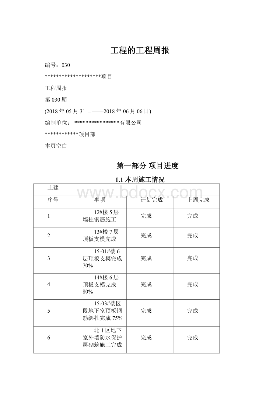 工程的工程周报Word格式.docx_第1页