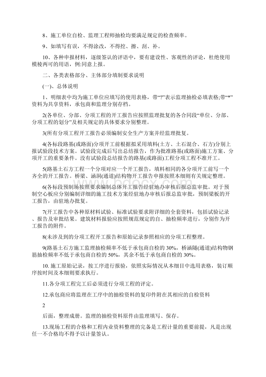 公路工程施工资料用表格明细表说明.docx_第2页