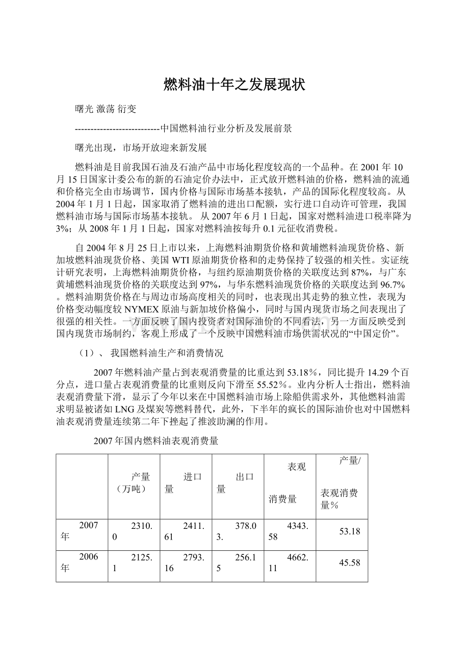 燃料油十年之发展现状Word格式文档下载.docx_第1页