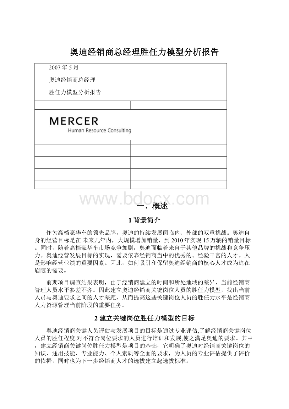 奥迪经销商总经理胜任力模型分析报告.docx