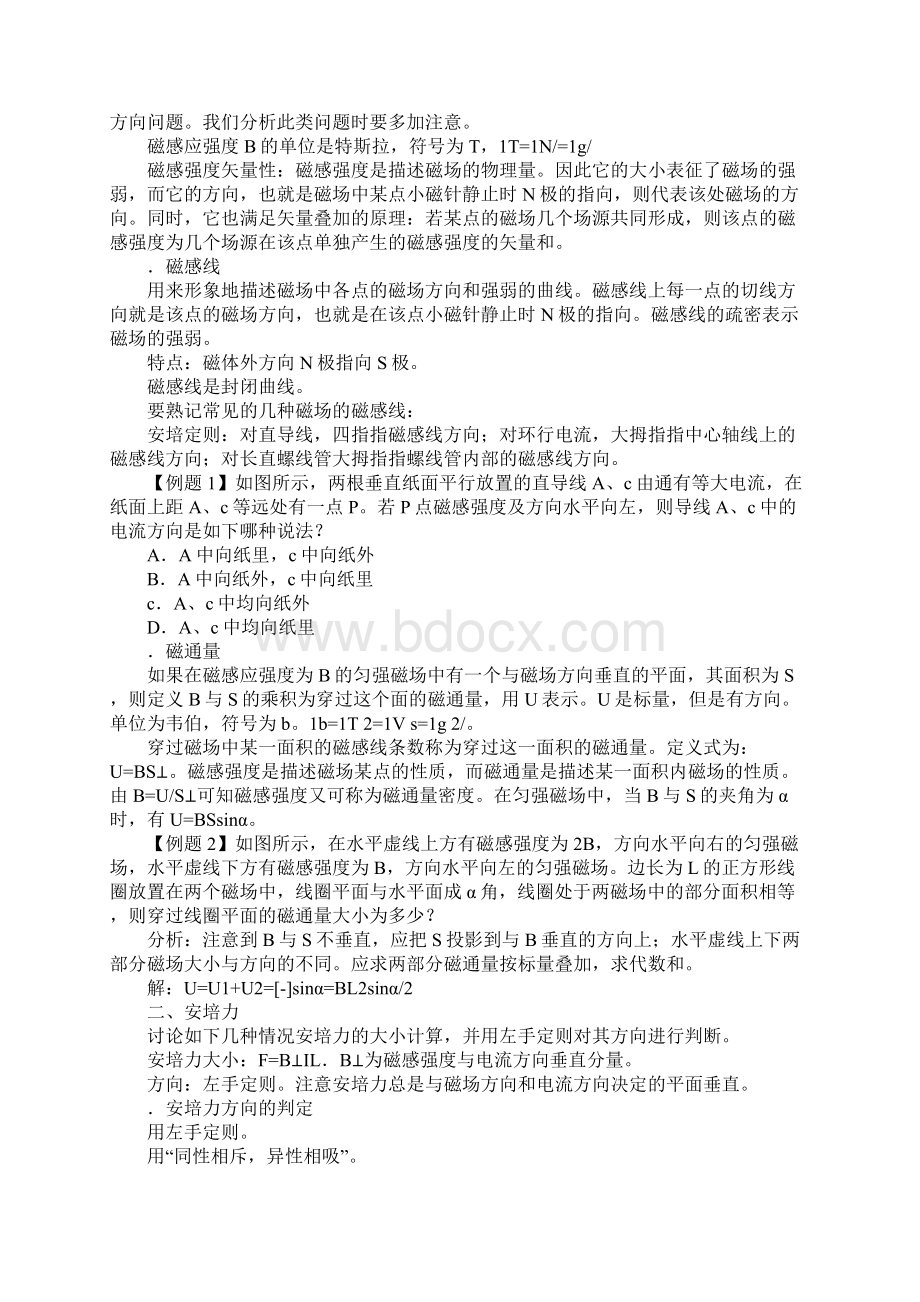 XX届高三物理一轮复习学案磁场Word文档格式.docx_第2页