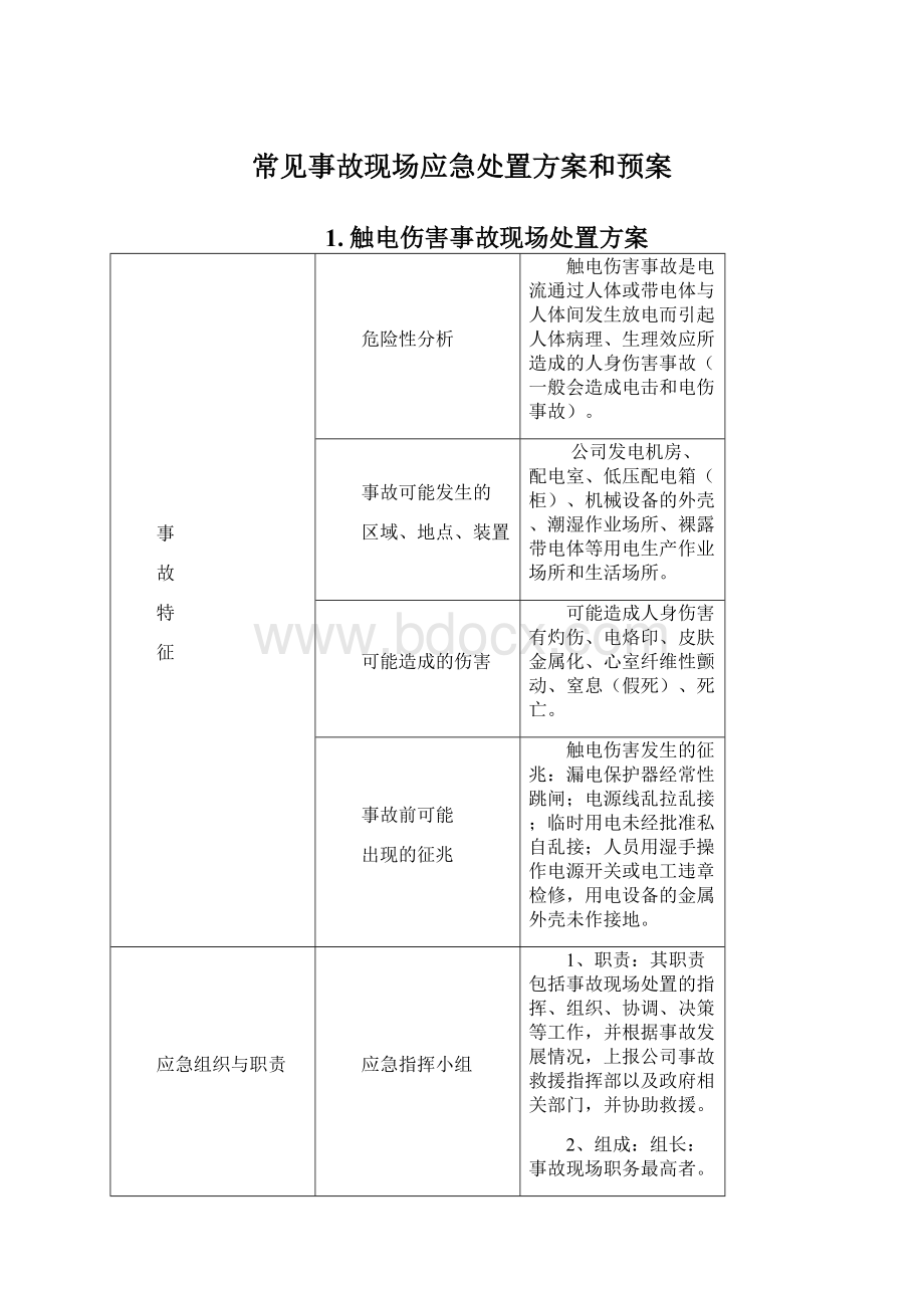 常见事故现场应急处置方案和预案.docx