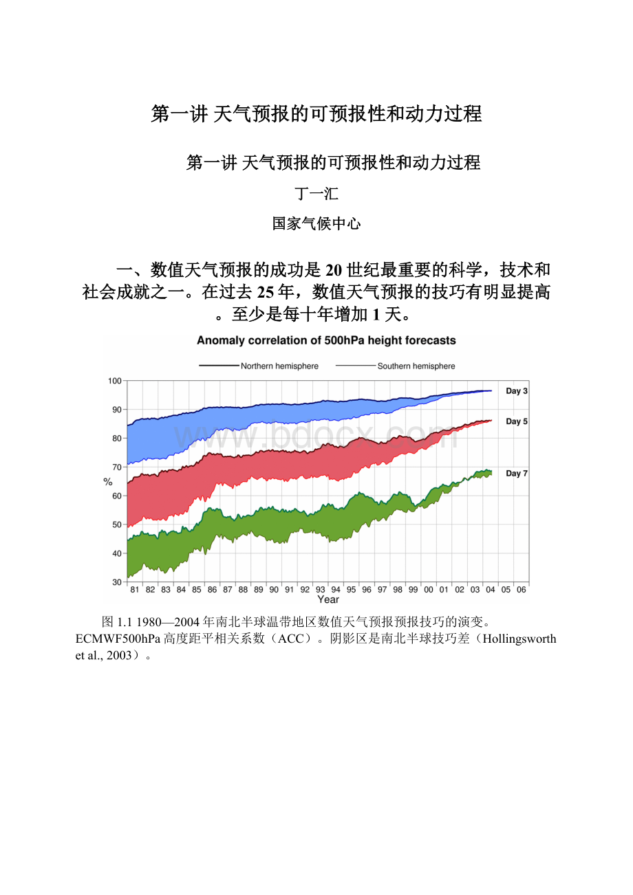 第一讲天气预报的可预报性和动力过程Word下载.docx_第1页