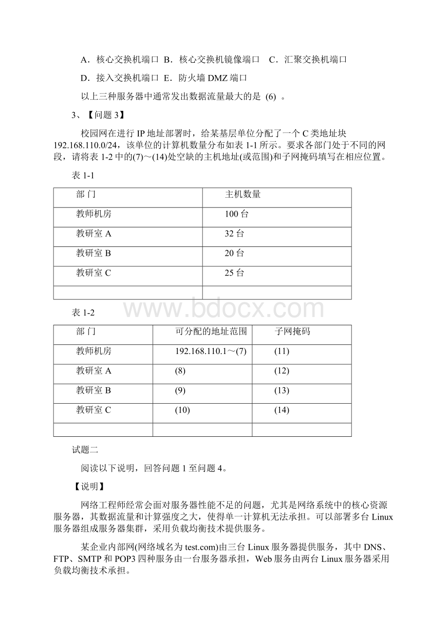 中级网络工程师下半年下午试题Word格式文档下载.docx_第2页