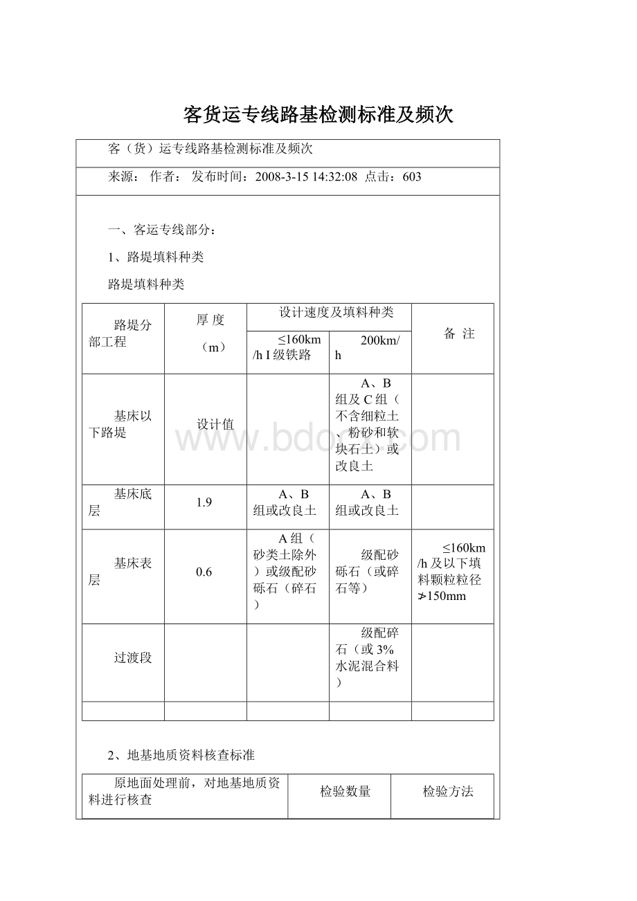 客货运专线路基检测标准及频次文档格式.docx