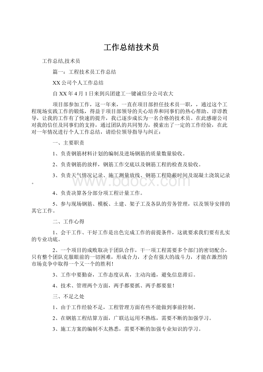 工作总结技术员文档格式.docx_第1页