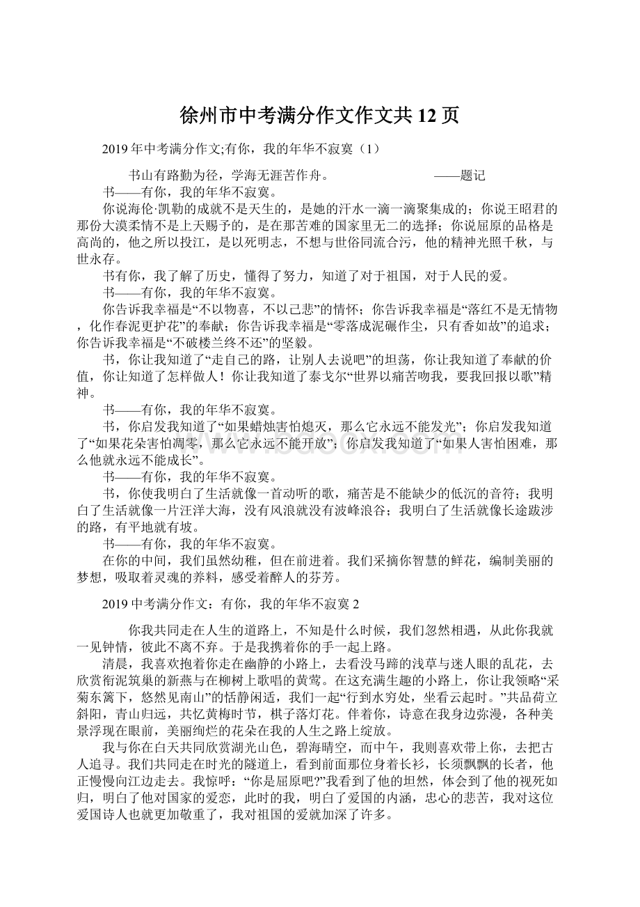 徐州市中考满分作文作文共12页.docx_第1页