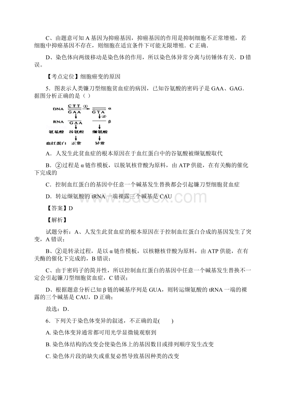 一轮复习浙科版 生物的变异 单元测试Word文档下载推荐.docx_第3页