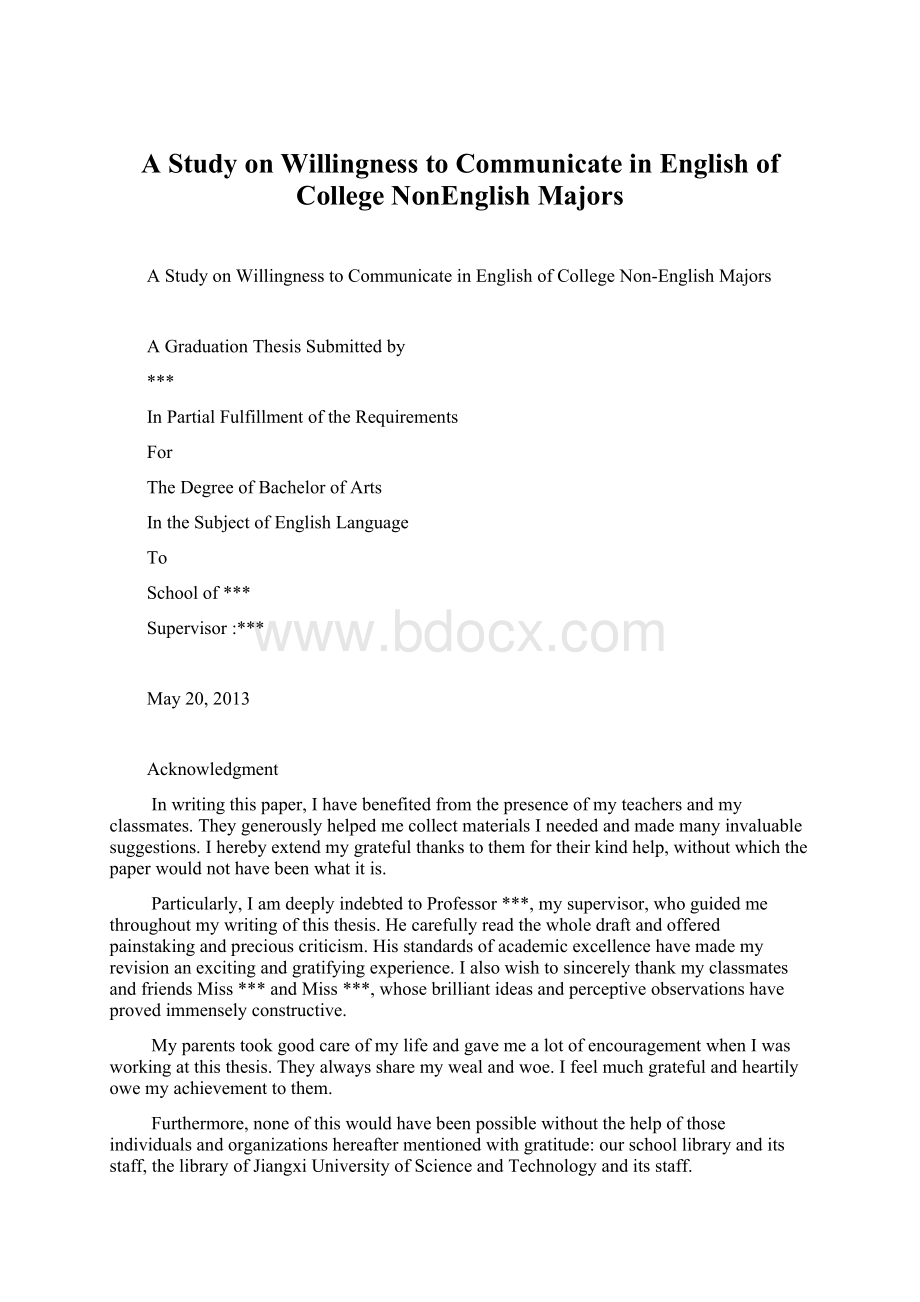 A Study on Willingness to Communicate in English of College NonEnglish Majors.docx