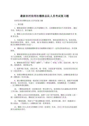 最新农村信用社稽核总队人员考试复习题Word下载.docx