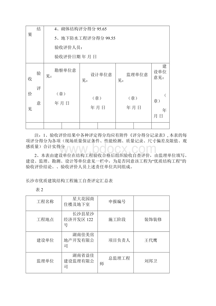 长沙市优质建筑结构工程施工自查评定汇总表.docx_第2页