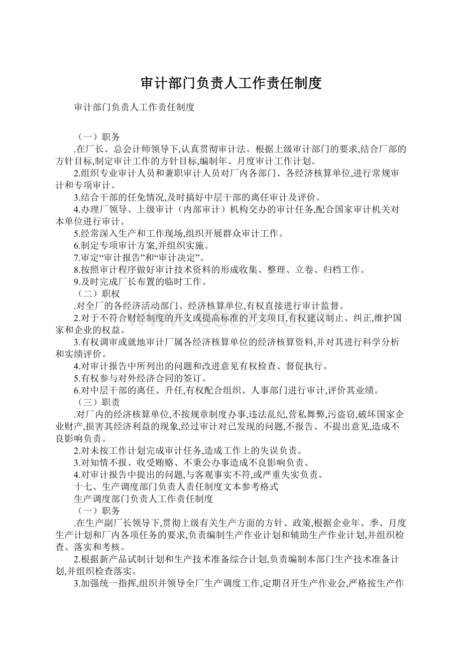 审计部门负责人工作责任制度.docx_第1页