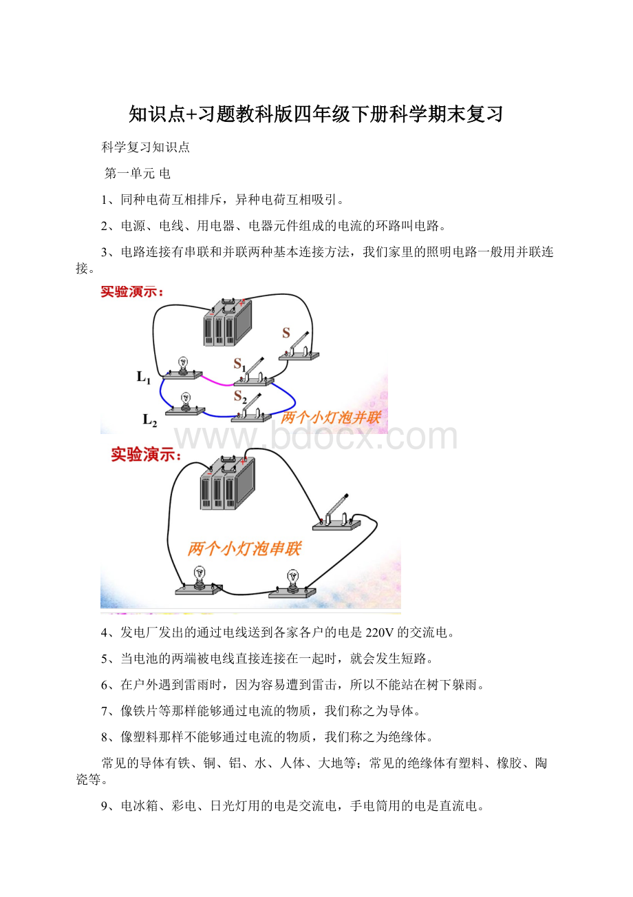 知识点+习题教科版四年级下册科学期末复习Word格式文档下载.docx_第1页