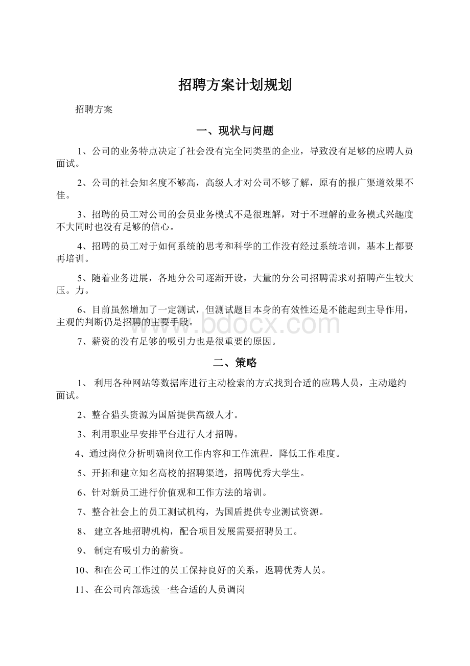 招聘方案计划规划Word下载.docx_第1页