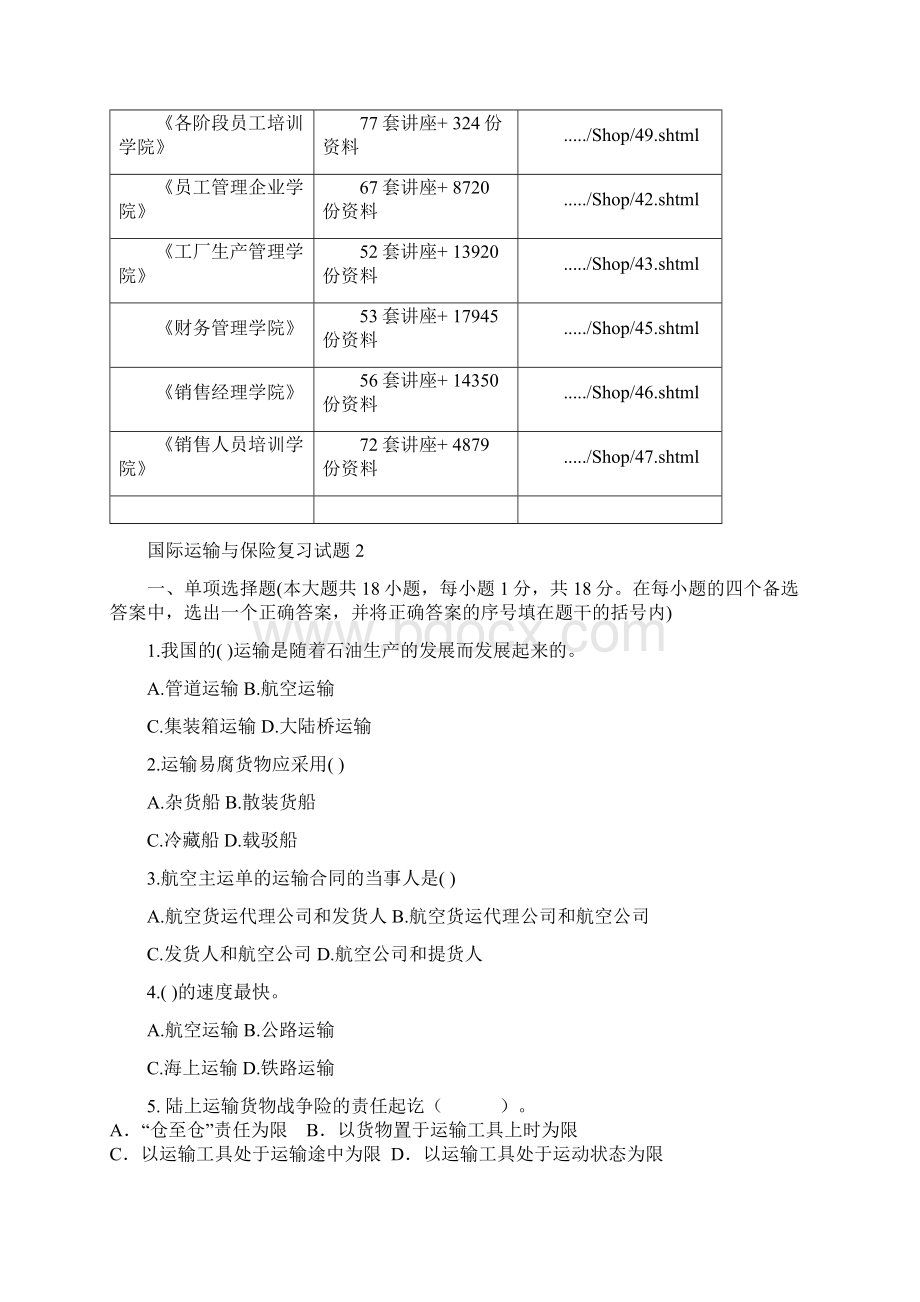 国际运输与保险复习试题与答案.docx_第2页