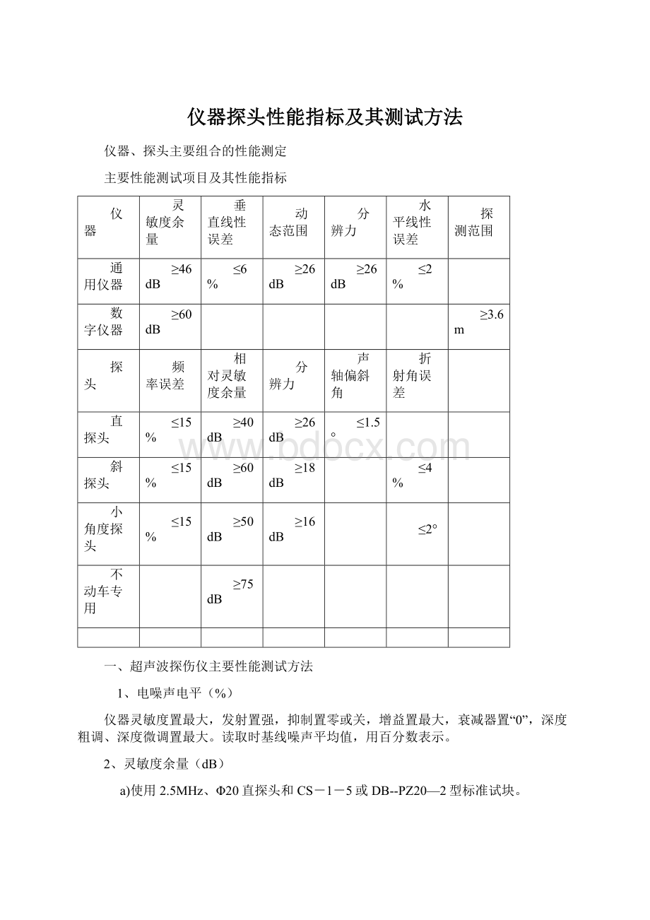 仪器探头性能指标及其测试方法.docx_第1页