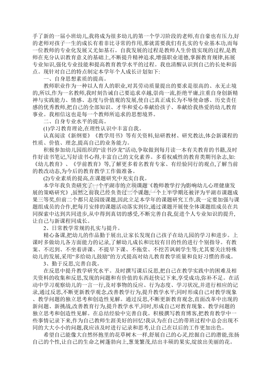 幼儿园小班老师成长计划Word格式文档下载.docx_第2页