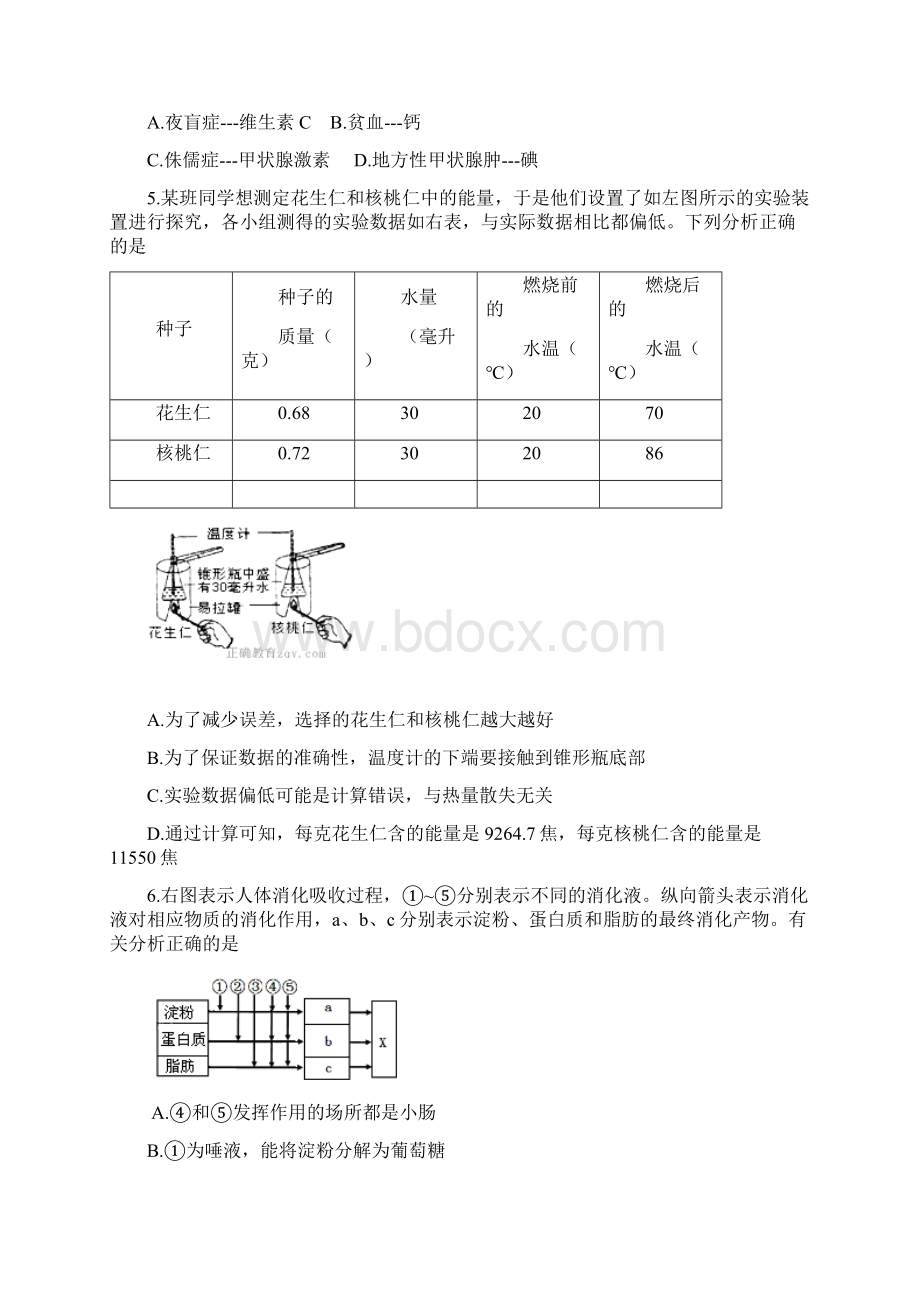 部编版学年七年级生物下学期期末考试试题 新人教版.docx_第2页