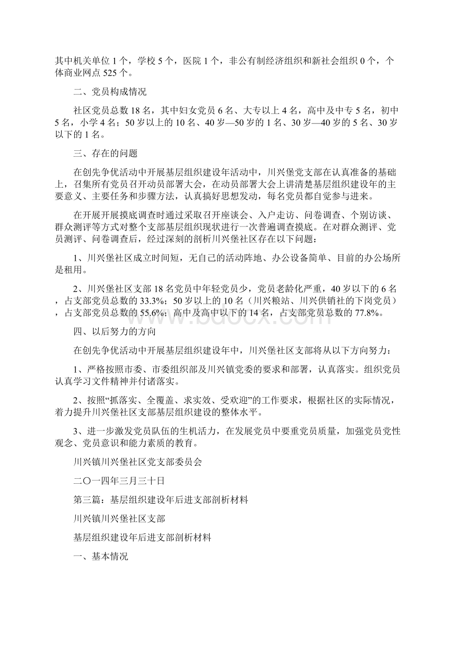 基层组织建设年自查剖析材料多篇范文Word下载.docx_第2页