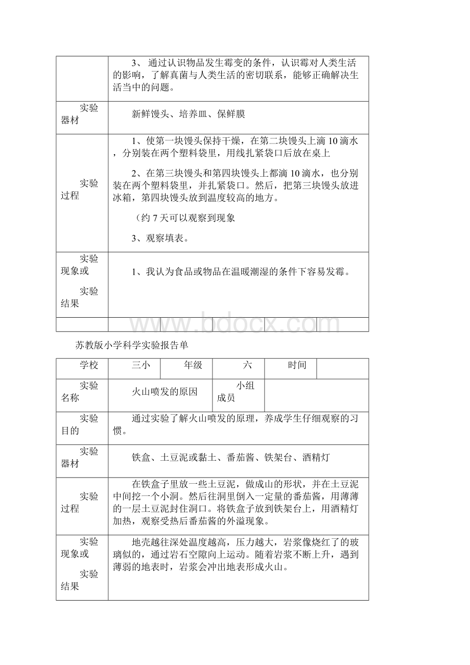 苏教版六年级上册小学科学实验报告单.docx_第2页