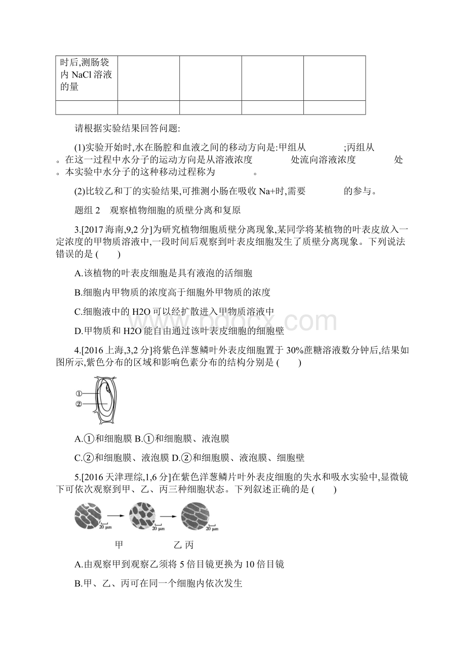 版高考生物总复习专题精练 细胞的物质输入和输出.docx_第2页