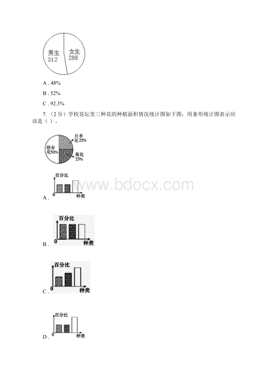 新人教版六年级上册数学期末专项复习冲刺卷七扇形统计图C卷.docx_第3页