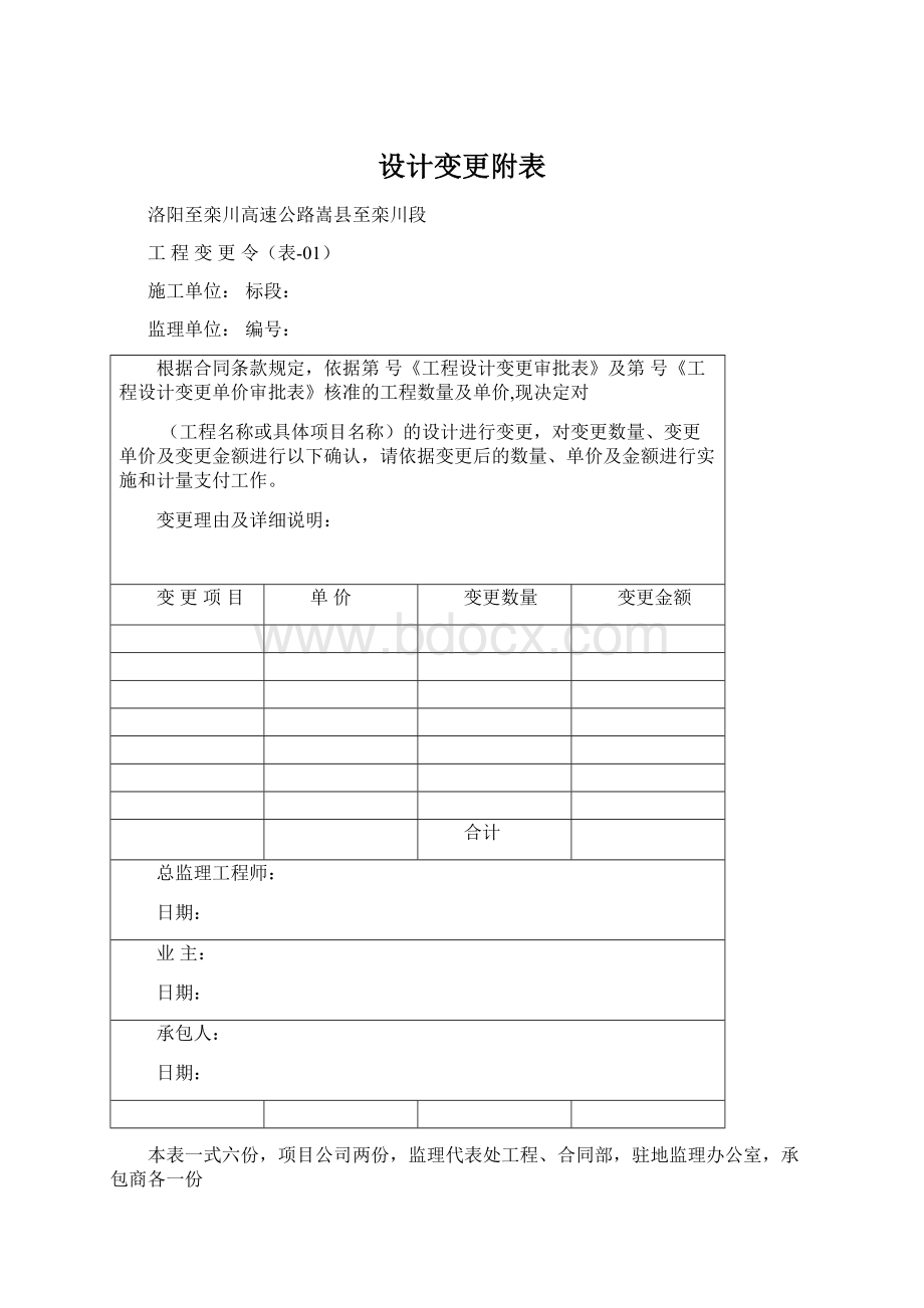 设计变更附表Word文档下载推荐.docx