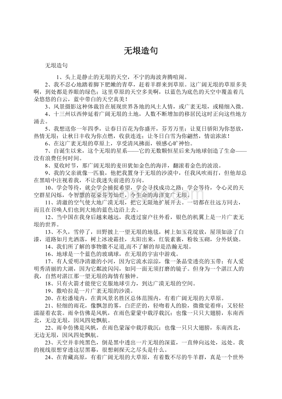 无垠造句Word格式文档下载.docx