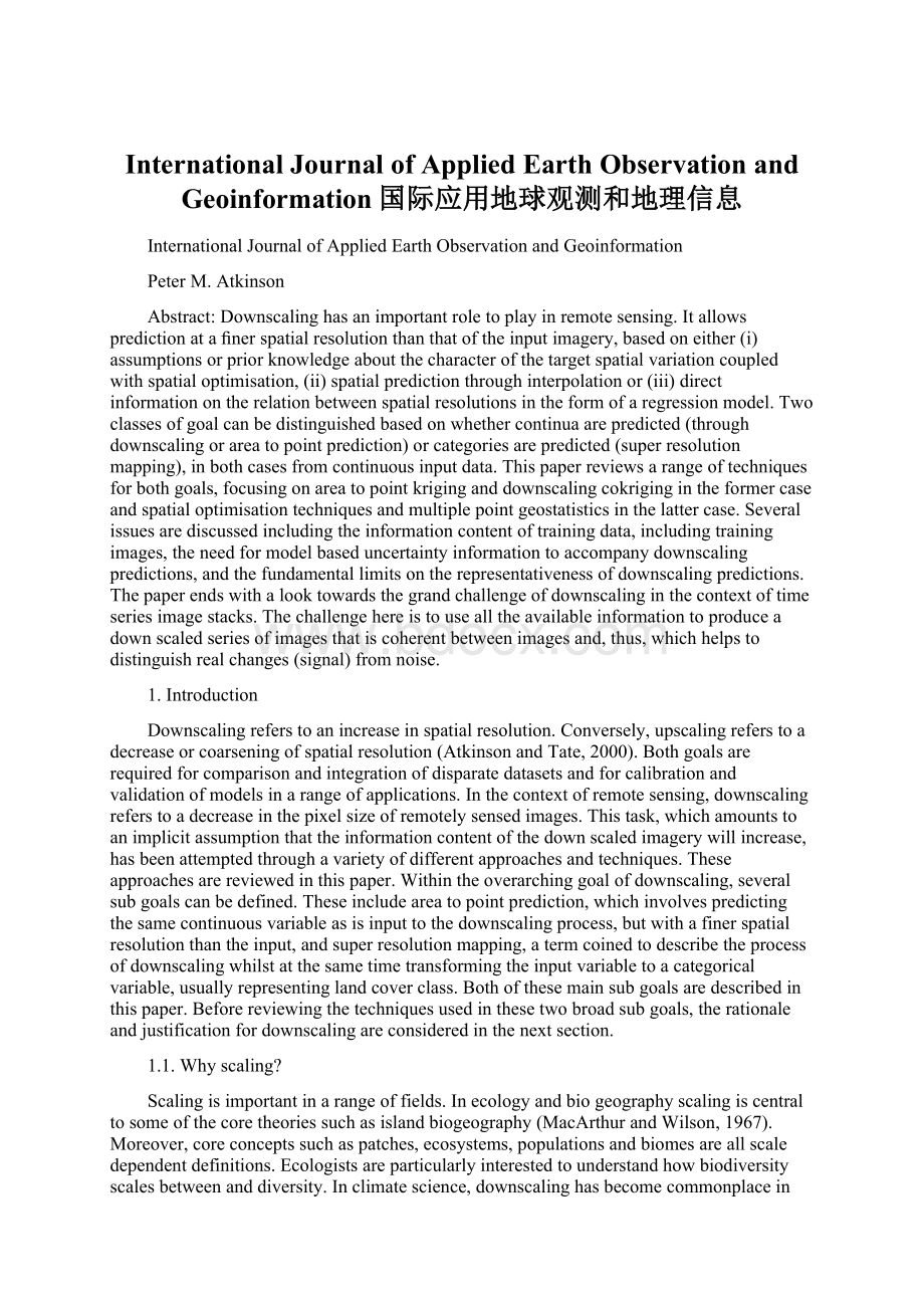 International Journal of Applied Earth Observation and Geoinformation国际应用地球观测和地理信息Word文档格式.docx