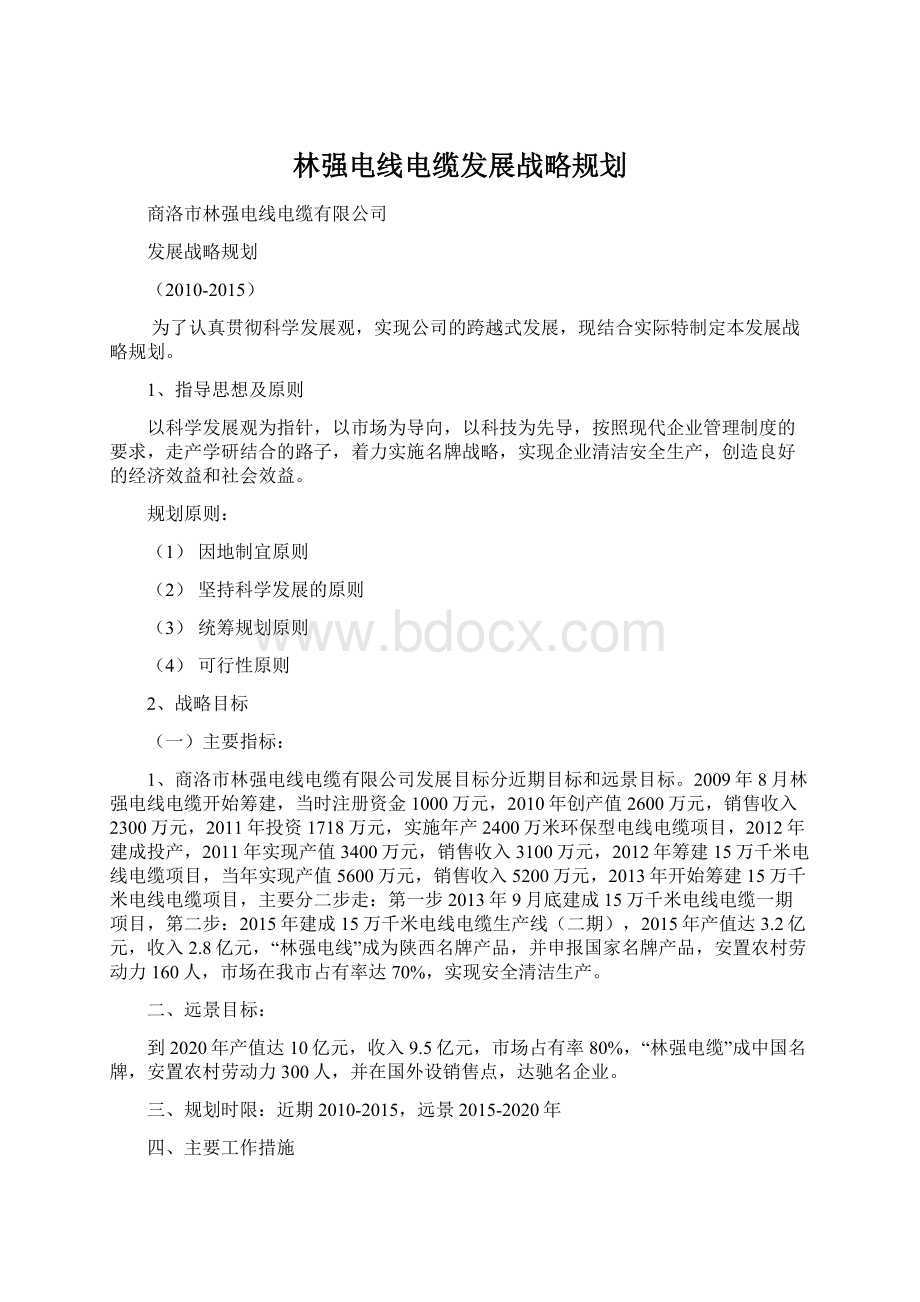 林强电线电缆发展战略规划.docx_第1页