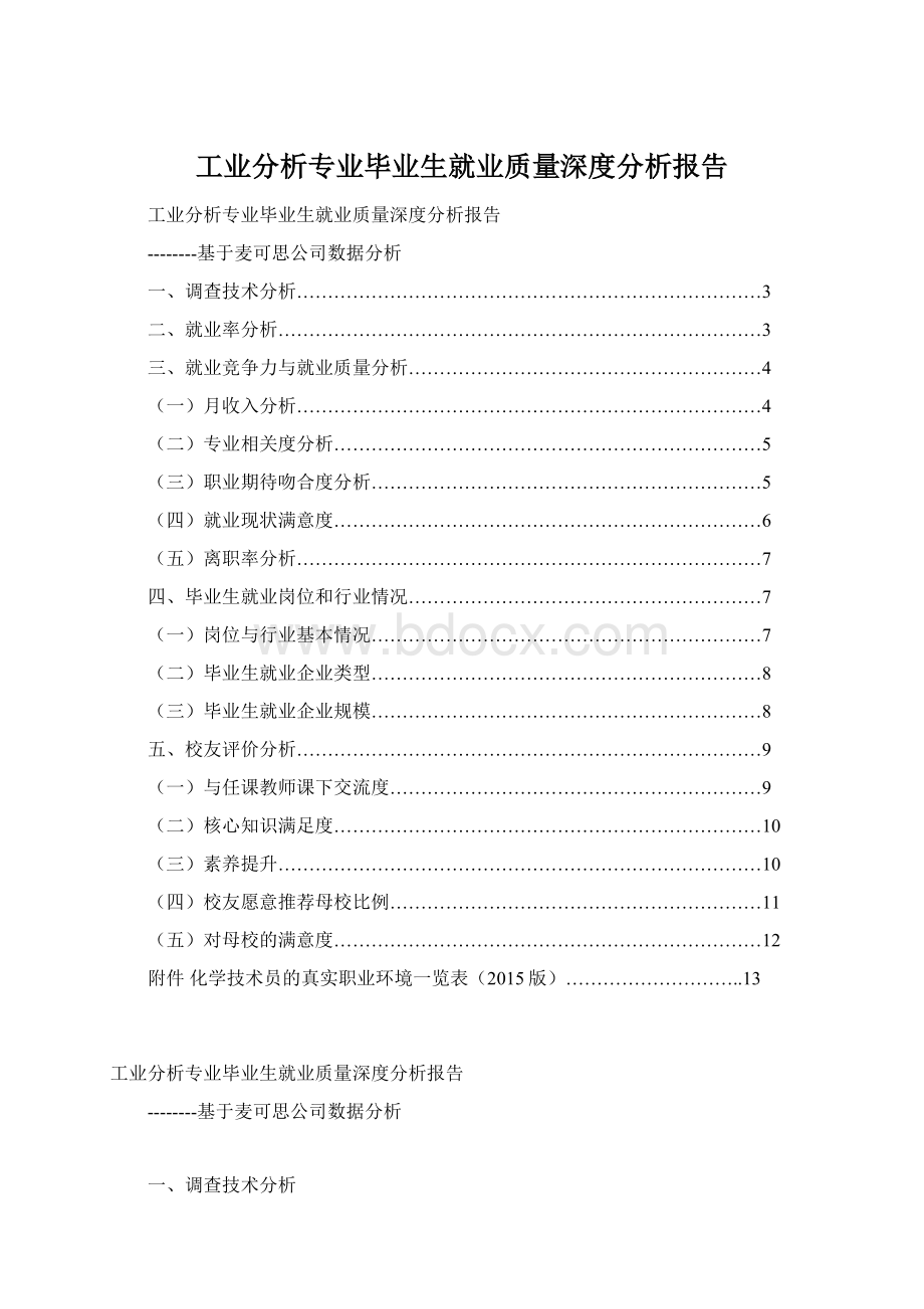 工业分析专业毕业生就业质量深度分析报告Word格式文档下载.docx