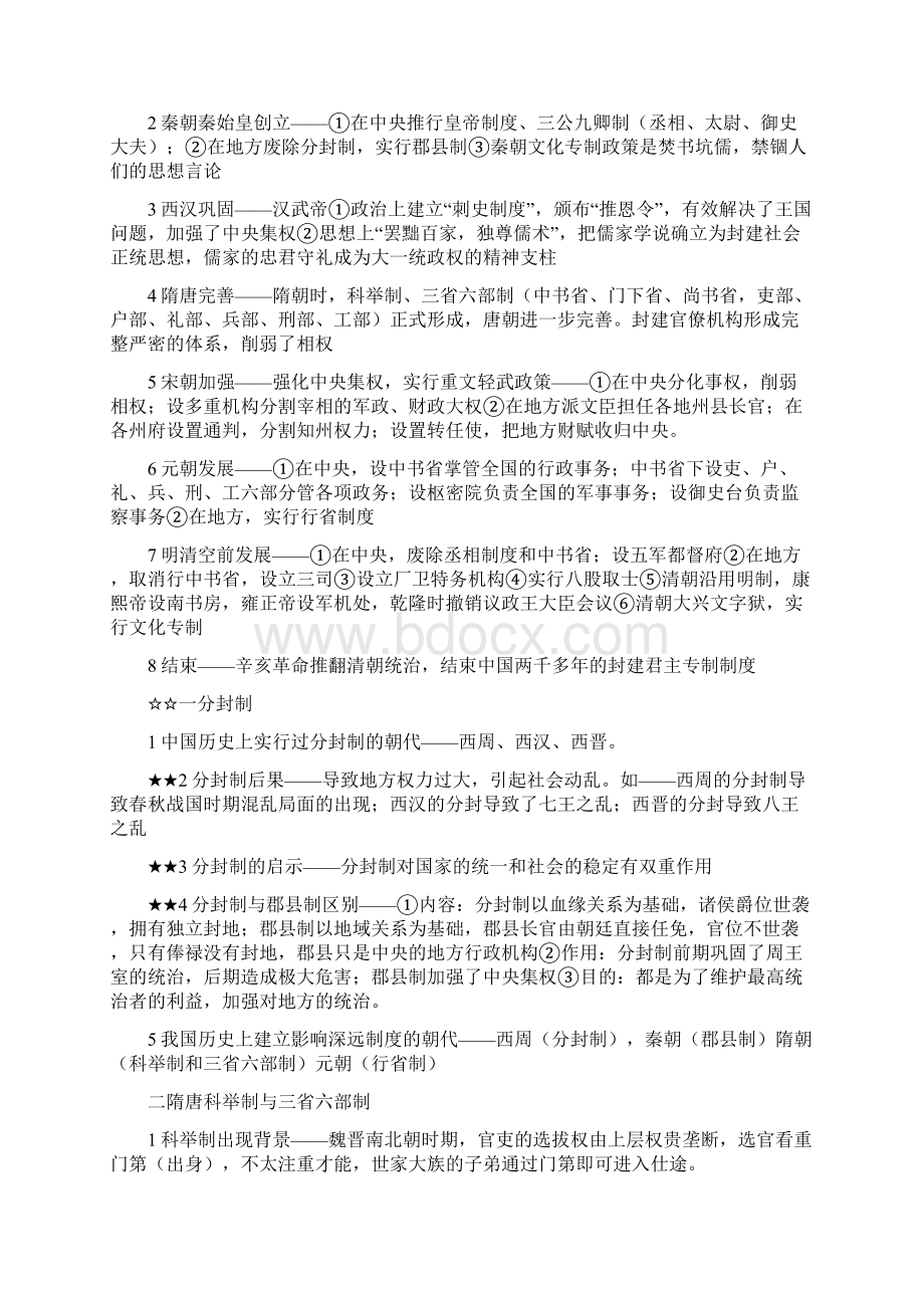 中考历史专题复习考点提纲专题1 中国的政治制度与民主政治建设文档格式.docx_第3页