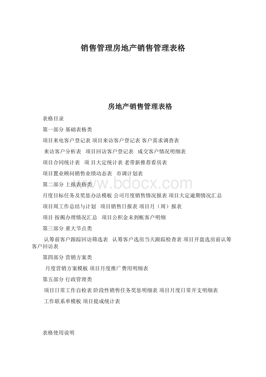 销售管理房地产销售管理表格Word文件下载.docx