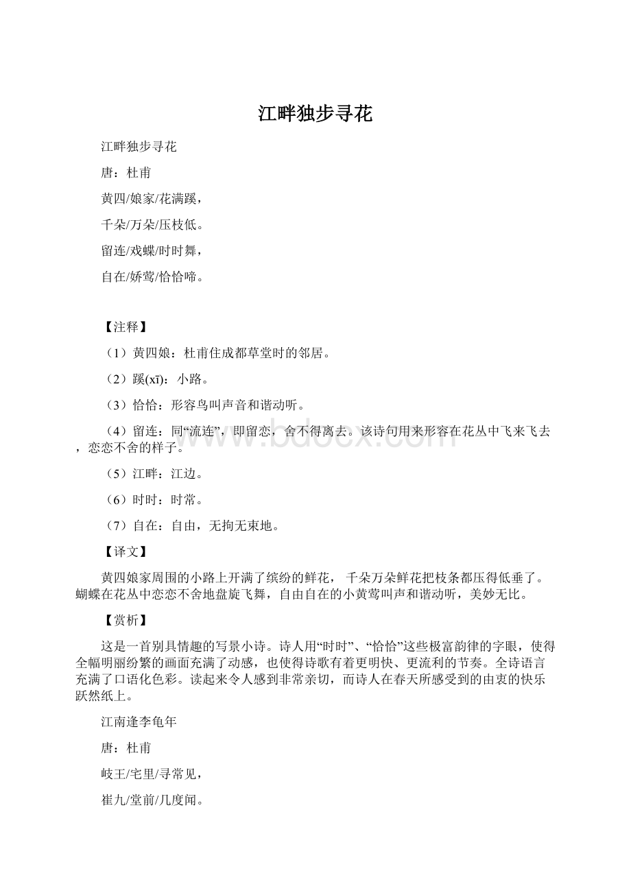 江畔独步寻花文档格式.docx