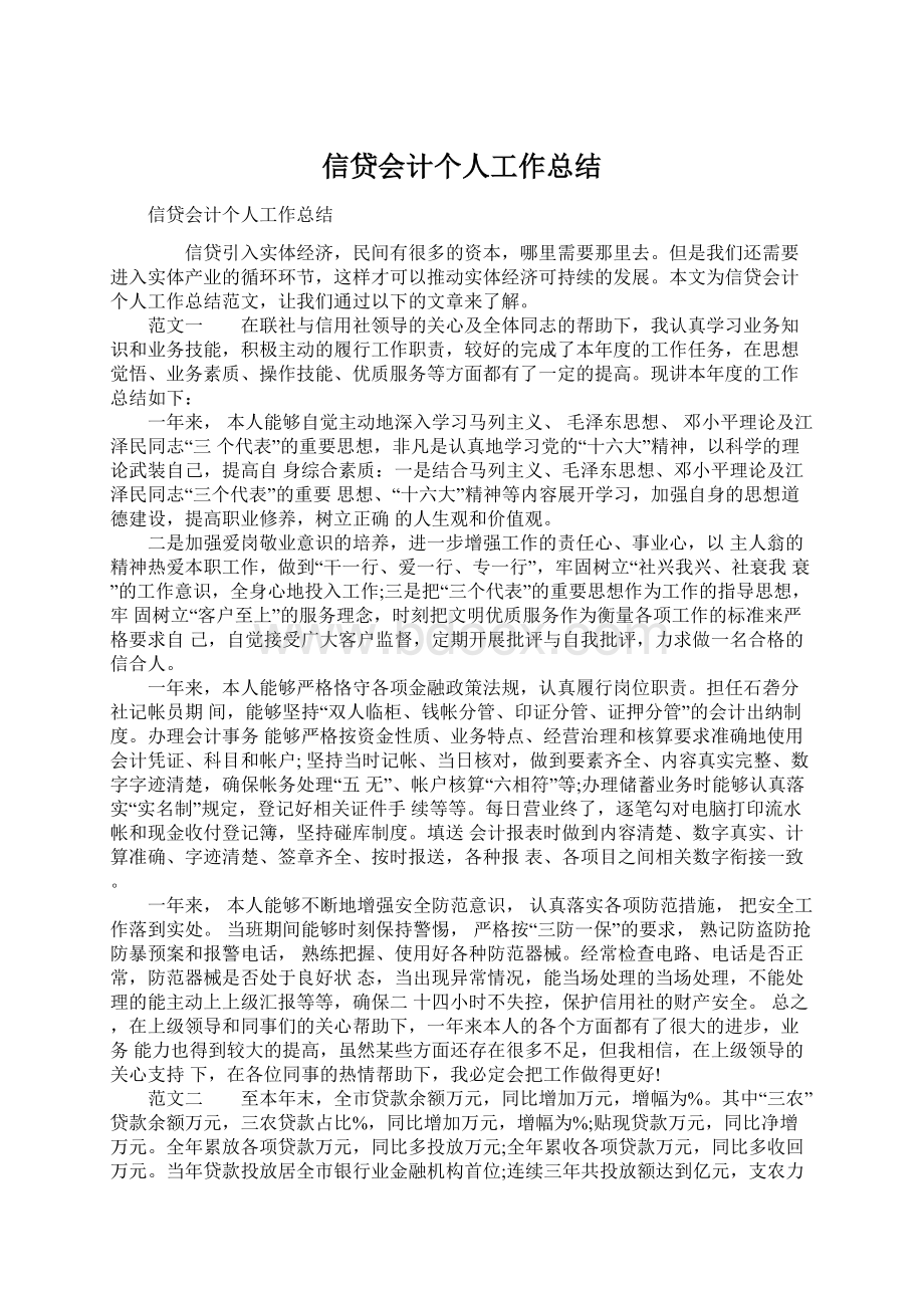 信贷会计个人工作总结.docx