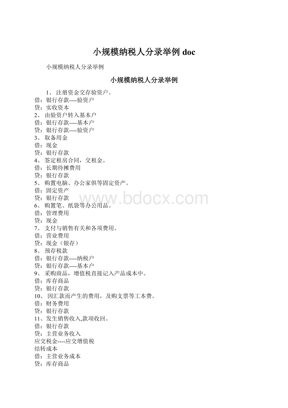 小规模纳税人分录举例docWord文档下载推荐.docx