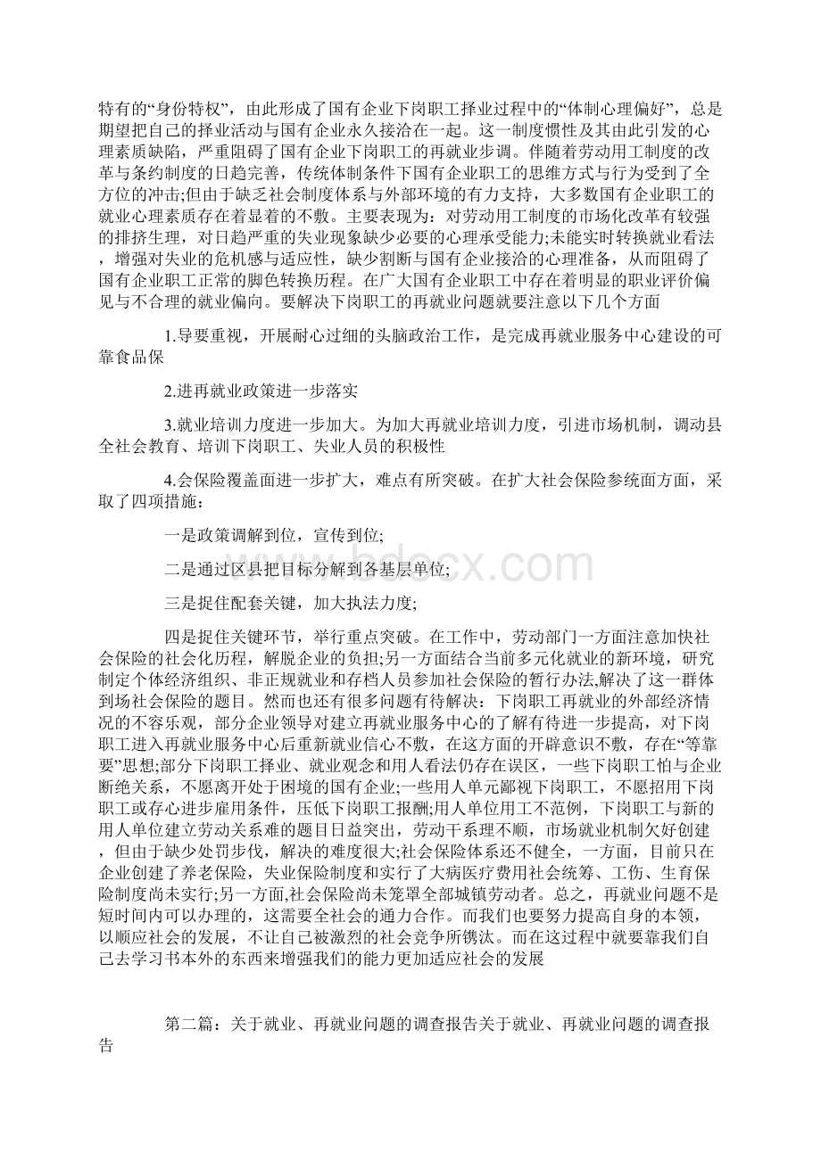 中国的再就业问题Word格式文档下载.docx_第2页