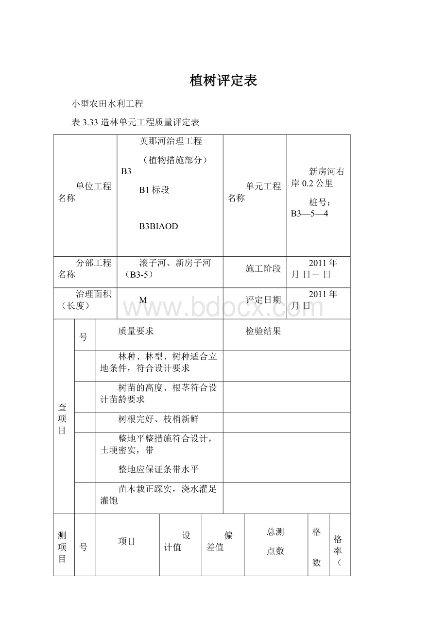 植树评定表Word格式.docx