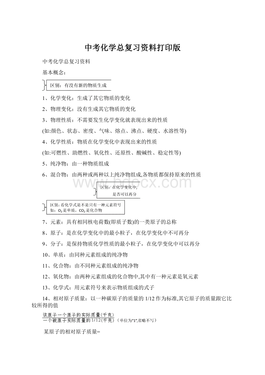 中考化学总复习资料打印版Word文档格式.docx