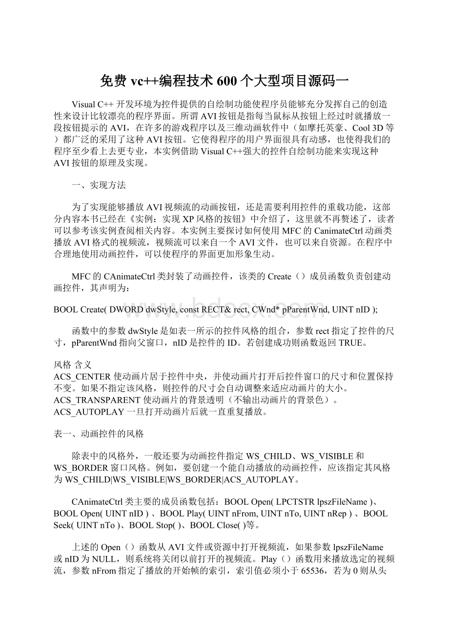 免费vc++编程技术600个大型项目源码一.docx