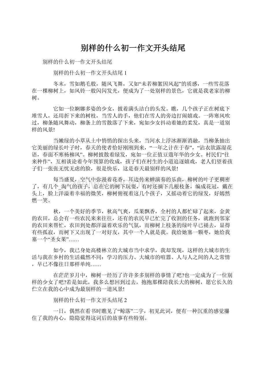 别样的什么初一作文开头结尾Word文件下载.docx