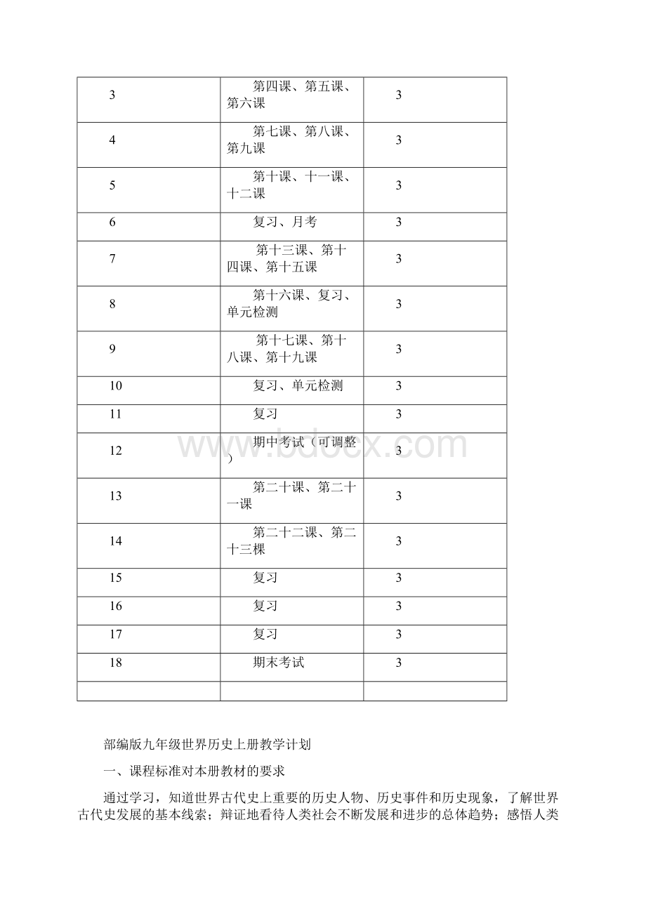 部编版九年级世界历史上册教学工作计划2篇Word下载.docx_第3页