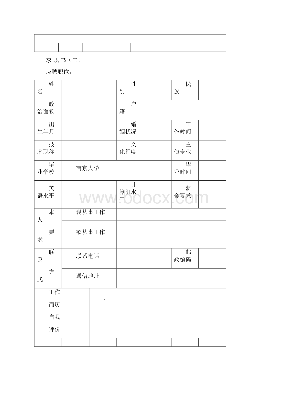 个人求职简历模板.docx_第2页