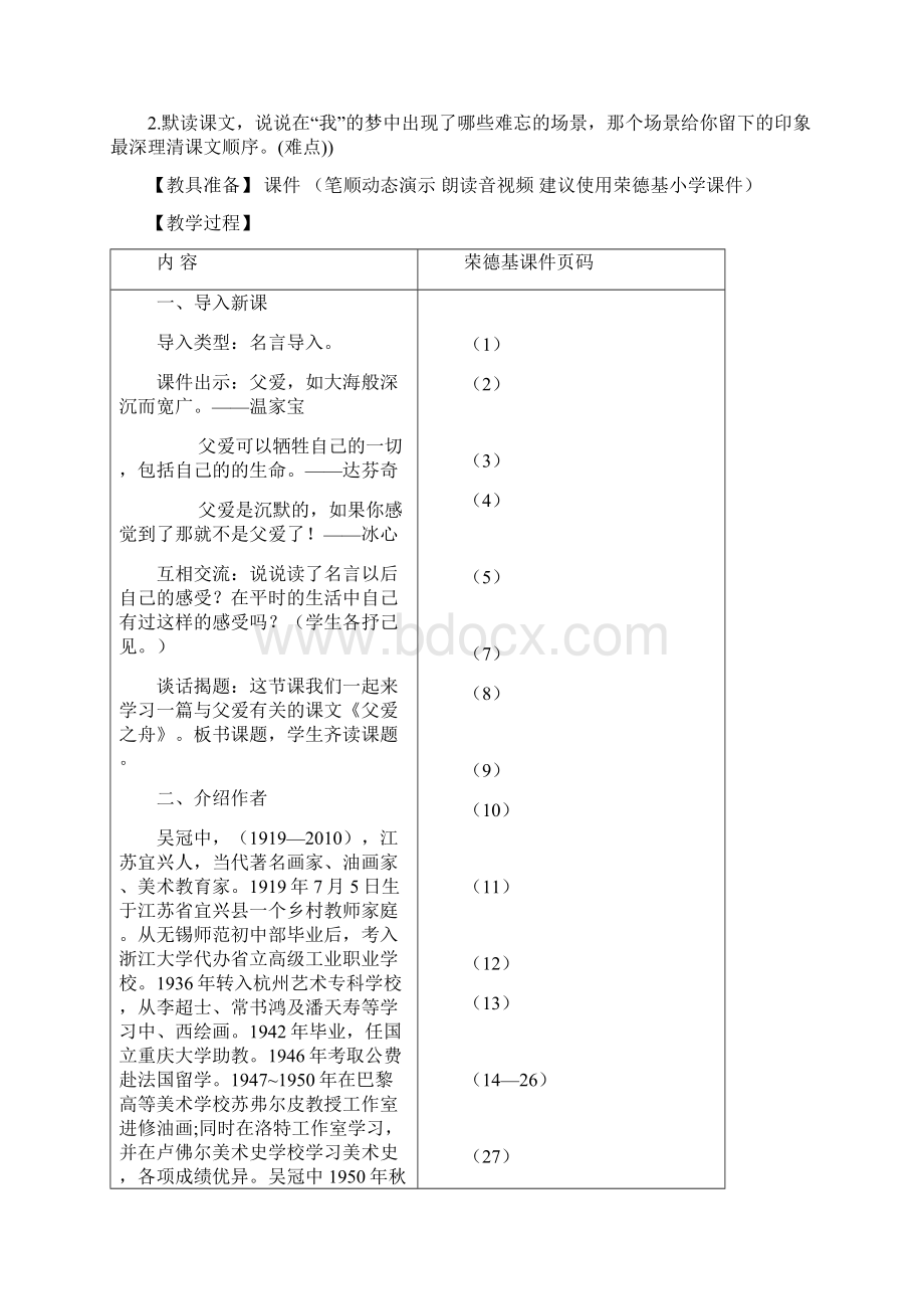 人教部编五年级语文上册第6单元19父爱之舟教案.docx_第2页