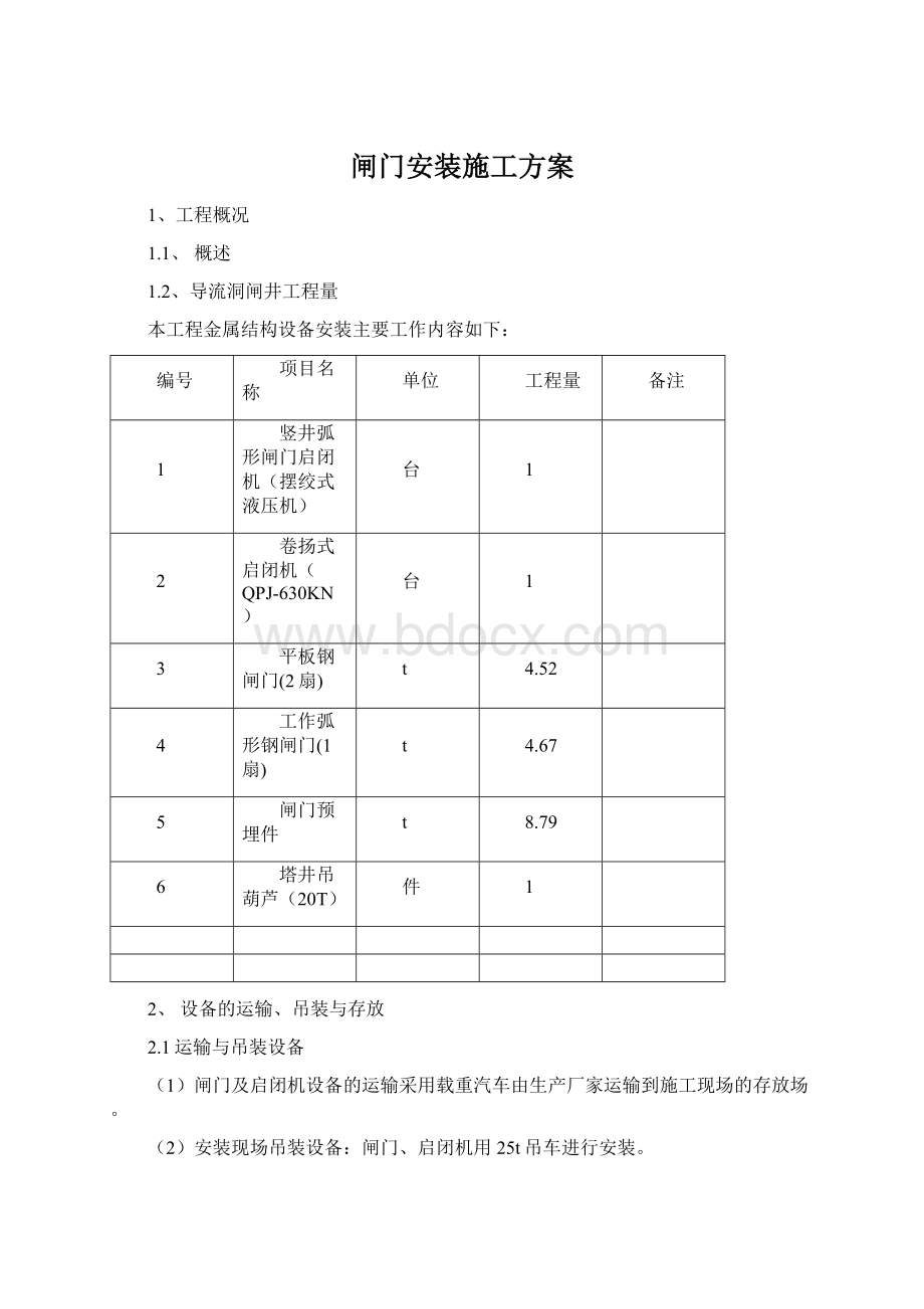 闸门安装施工方案文档格式.docx_第1页