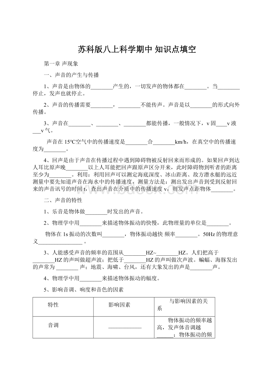 苏科版八上科学期中知识点填空.docx_第1页