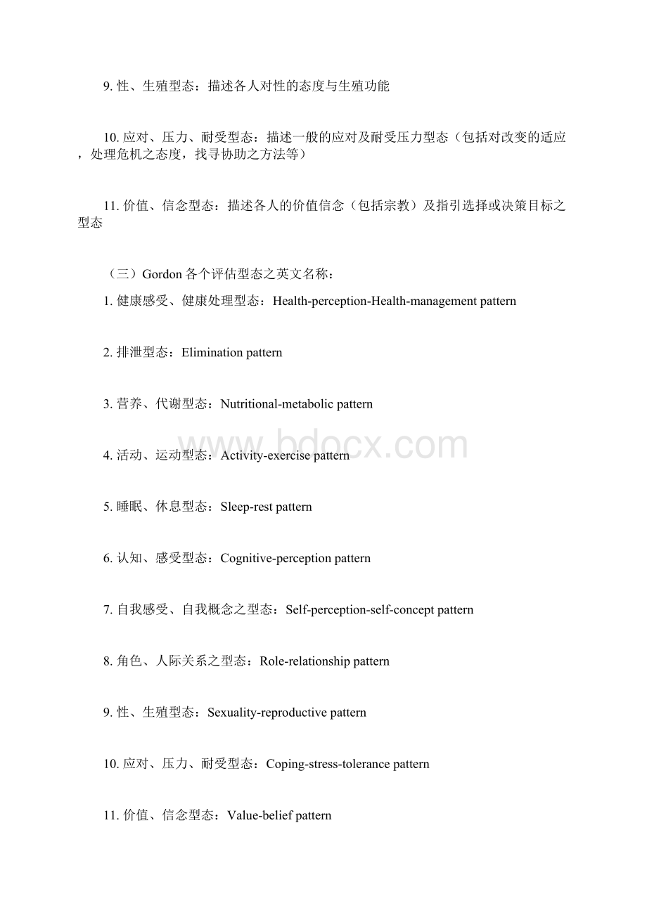 戈登十一项功能性健康型态模式Word文档格式.docx_第2页