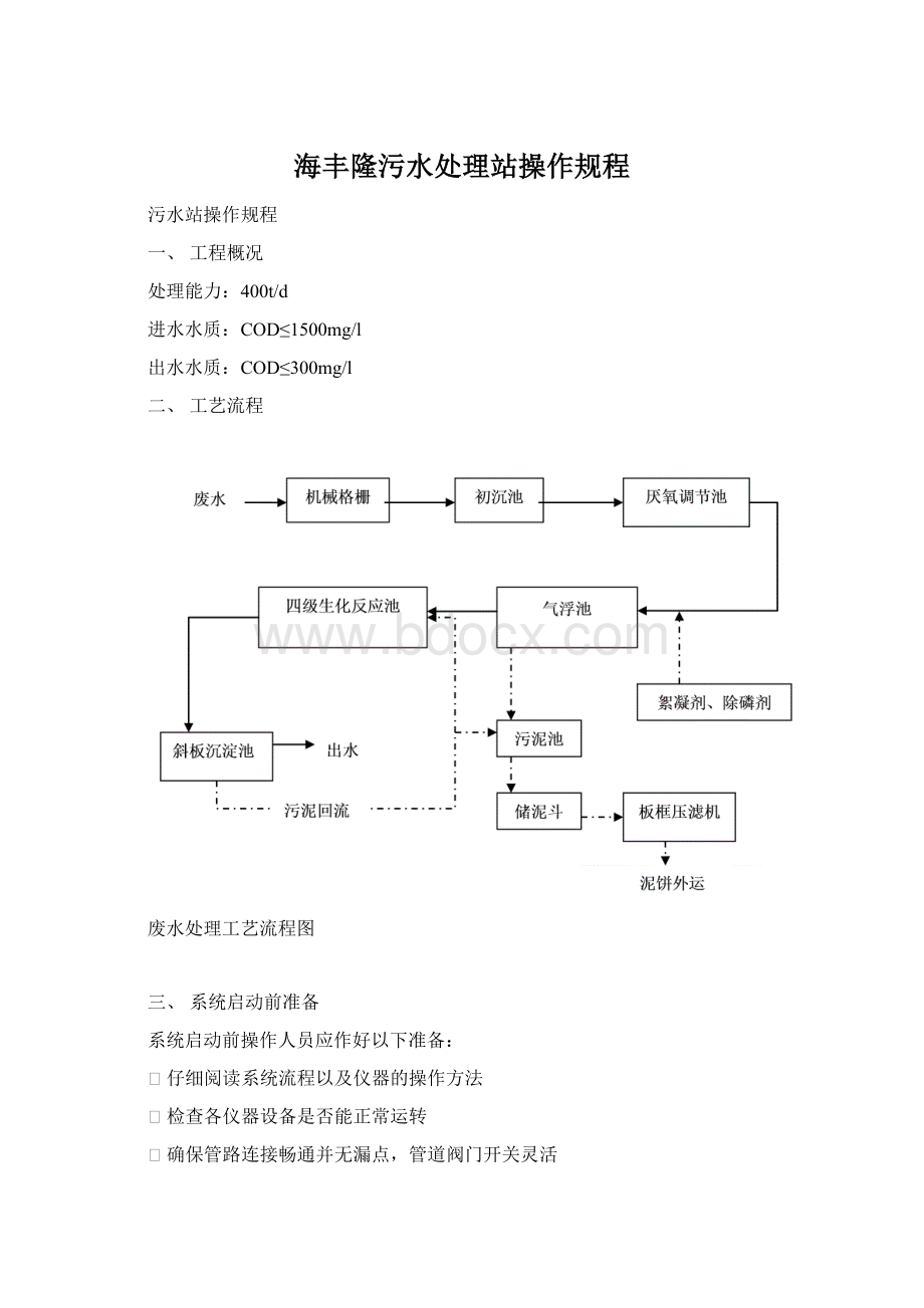 海丰隆污水处理站操作规程Word文件下载.docx_第1页