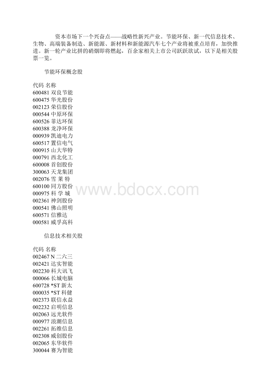 战略新兴产业相关概念股股票25页文档资料Word格式文档下载.docx_第2页